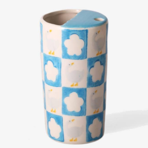 Custom Colorful Pattern Ceramic Tumbler with Artistic Fruit and Nature Prints