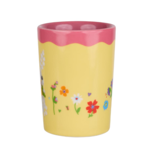 Custom Hand Painted Floral Ceramic Tumbler with Colorful Flower and Heart Motifs