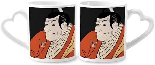 Matching Heart Handle Ceramic Cups with Custom Artwork