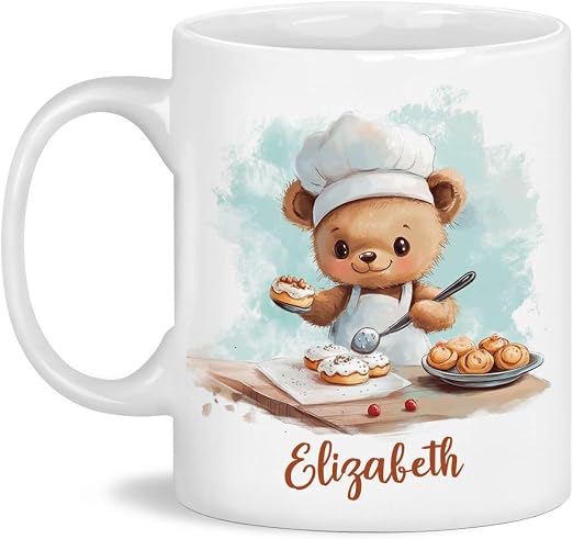 Personalised Baker Bear Ceramic Mug with Name
