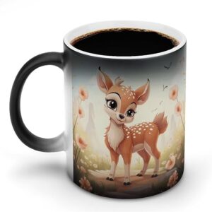 Personalised Christmas Deer Ceramic Mug with Black Handle