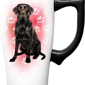 Black Labrador Portrait Ceramic Travel Mug with Lid