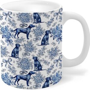 Blue Toile Dog Pattern Ceramic Mug